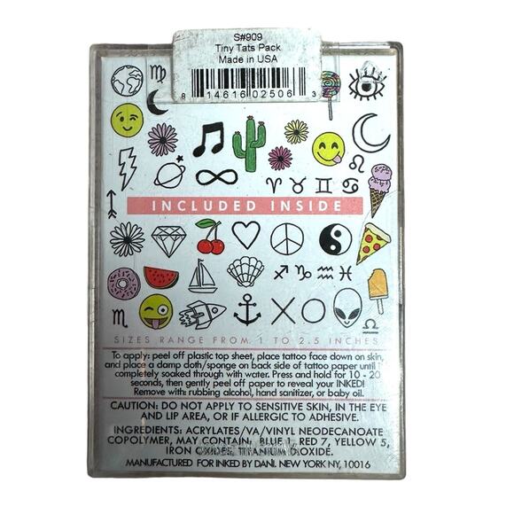 Lot of 2 INKED2 Temporary Tattoos Little & Tiny Tats Packs - Over 15 Design Each - Picture 5 of 5